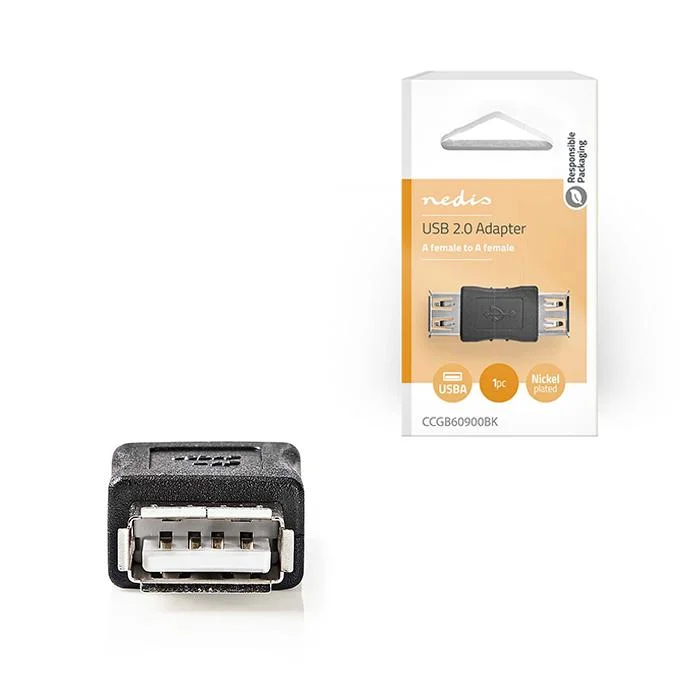 Φωτογραφία προϊόντος: NEDIS Αντάπτορας USB High-Speed A θηλ. - USB A θηλ., σε μαύρο χρώμα.