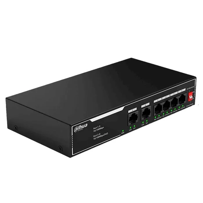 Φωτογραφία προϊόντος: DAHUA 6-Port Unmanaged Ethernet Switch 10/100, με 4 θύρες PoE