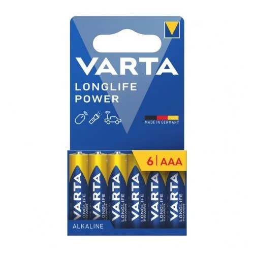 Φωτογραφία προϊόντος: Μπαταρία Alkaline Varta Longlife Power AAA LR03 Plastic Free (6 τεμ.) N68840