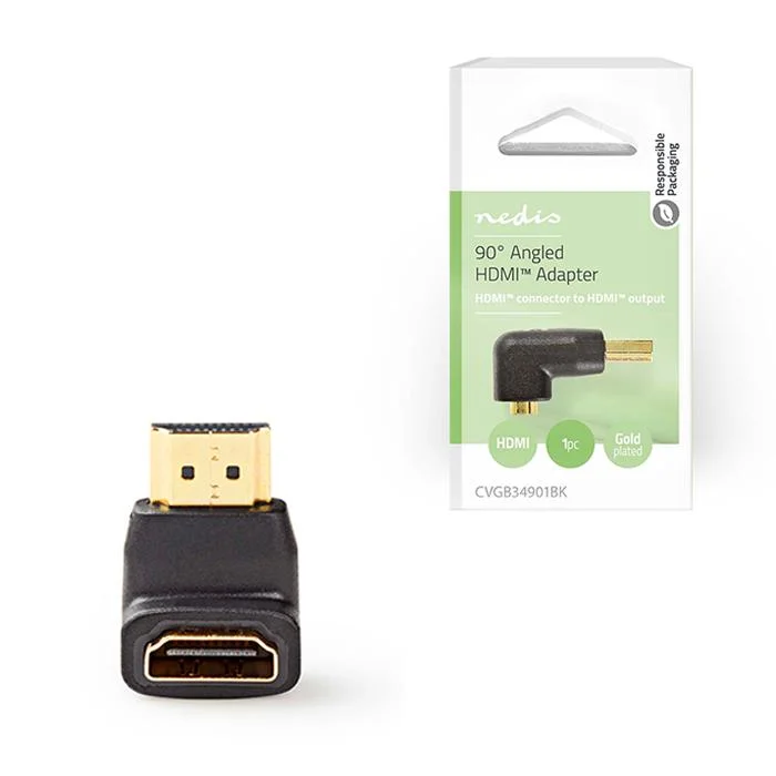 Φωτογραφία προϊόντος: NEDIS Αντάπτορας HDMI αρσ. - HDMI θηλ. υπό γωνία 90°, σε μαύρο χρώμα.
