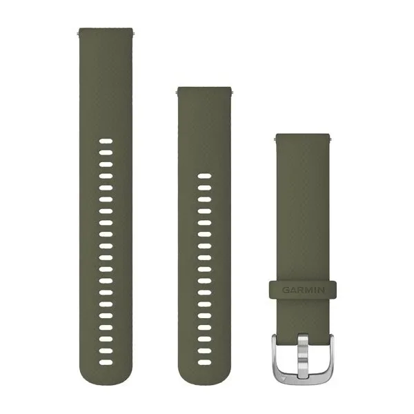 Φωτογραφία προϊόντος: GR Garmin Quick Release Silicone Band 20mm Moss / Silver έως 12 άτοκες δόσεις ή 24 δόσεις