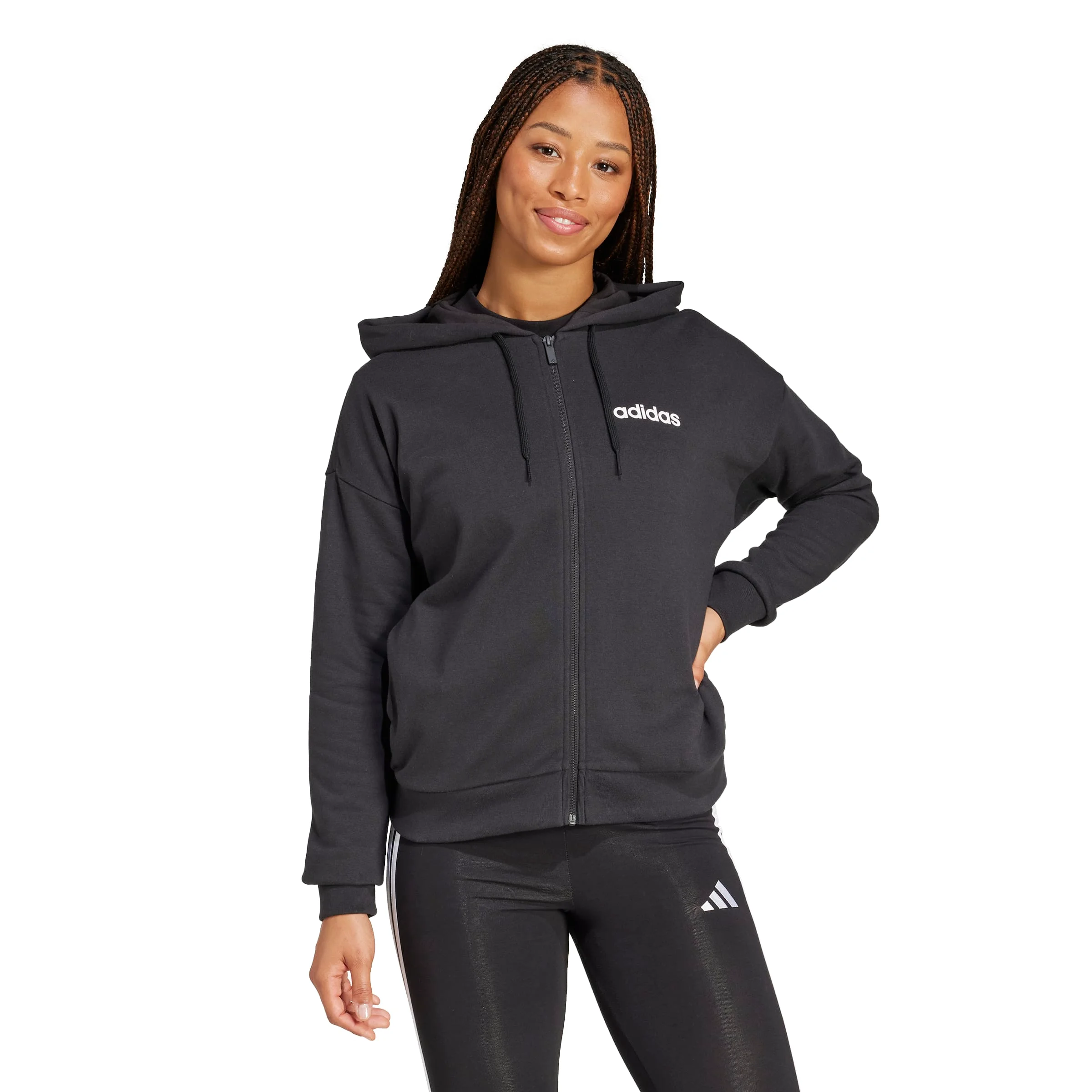 Φωτογραφία προϊόντος: Adidas Essentials Linear Full-Zip French Terry Hoodie JC8274 Μαύρο
