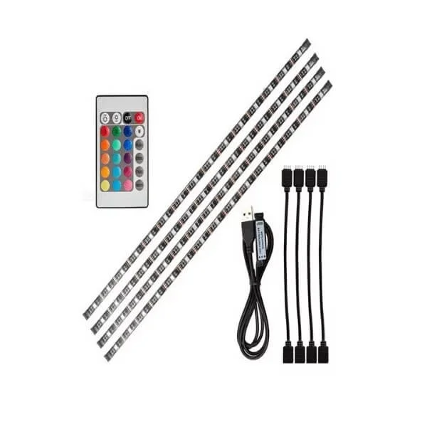 Φωτογραφία προϊόντος: OEM Ταινία LED RGB 4x50cm με Τηλεχειριστήριο SMD5050 USB (5V) USB TV Strip Light