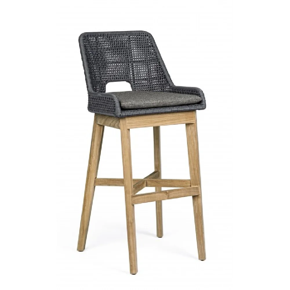 Φωτογραφία προϊόντος: Σκαμπό Bar Teak Rope Hesperia Grey 49X57X112cm (Bizzotto) (BZ-0804735)
