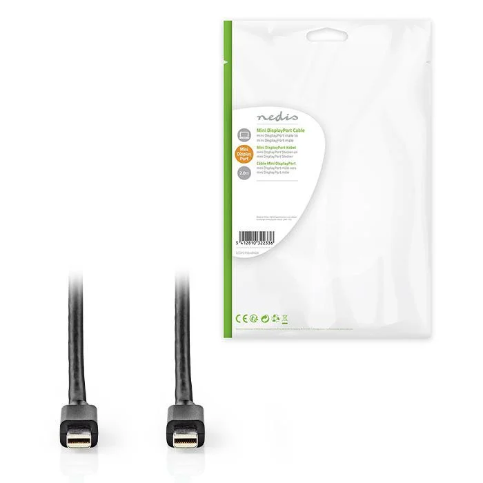 Φωτογραφία προϊόντος: NEDIS Καλώδιο Mini DisplayPort αρσ. - Mini DisplayPort αρσ. 2.0m., σε μαύρο χρώμα.