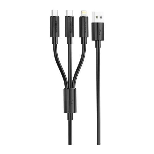 Φωτογραφία προϊόντος: Καλώδιο Σύνδεσης USB 2.0 Foneng XS07 3 σε 1 USB A σε Micro USB & USB C & Lightning 15W 3A 1.2m Μαύρο N68698