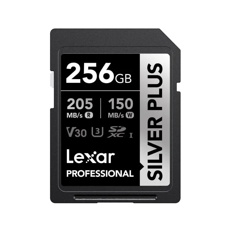 Φωτογραφία προϊόντος: GR Lexar Professional 256GB Silver Plus SDXC UHS-I 205Mb/150Mb έως 12 άτοκες δόσεις ή 24 δόσεις