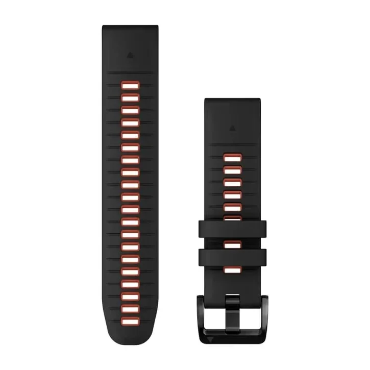 Φωτογραφία προϊόντος: GR Garmin Quickfit 22 Silicone Band Black With Flame Red έως 24 άτοκες δόσεις