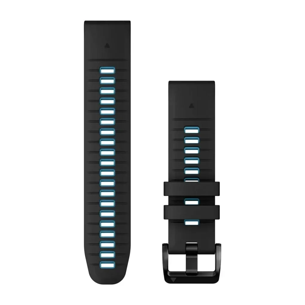Φωτογραφία προϊόντος: GR Garmin Quickfit 22 Silicone Band Black With Cirrus Blue έως 24 άτοκες δόσεις