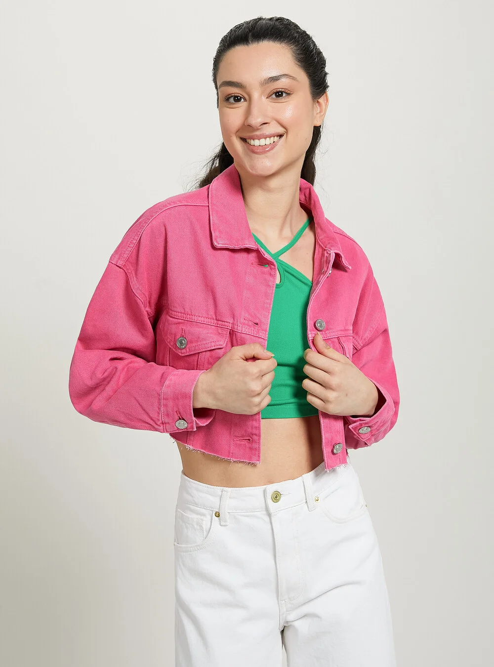 Φωτογραφία προϊόντος: Alcott Donna (Italy) Φουξ cropped denim jacket alcott italy