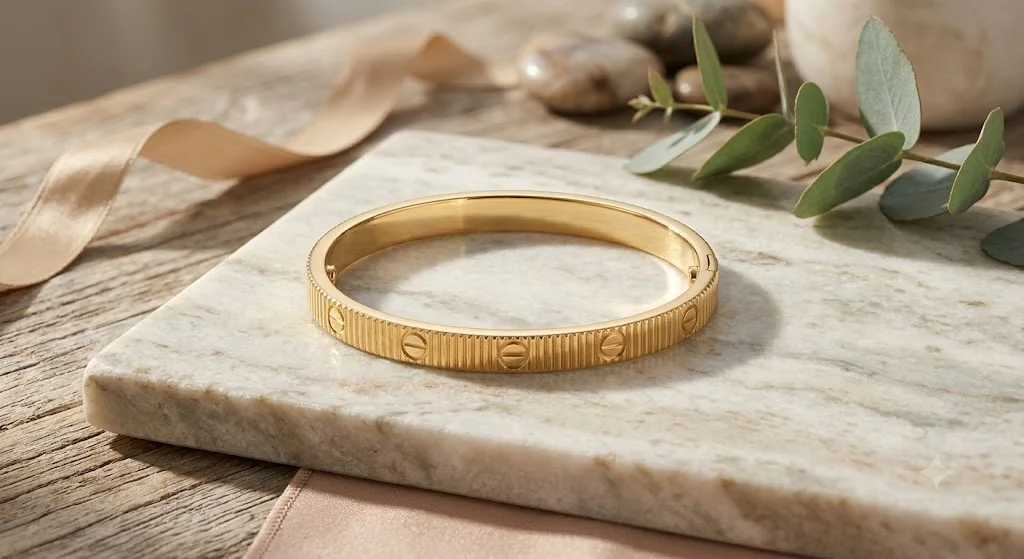 Φωτογραφία προϊόντος: Peach Jewelry Peach Jewerly Γυναικείο Βραχιόλι Χειροπέδα Από Χάλυβα Τιτανίου Χρυσό