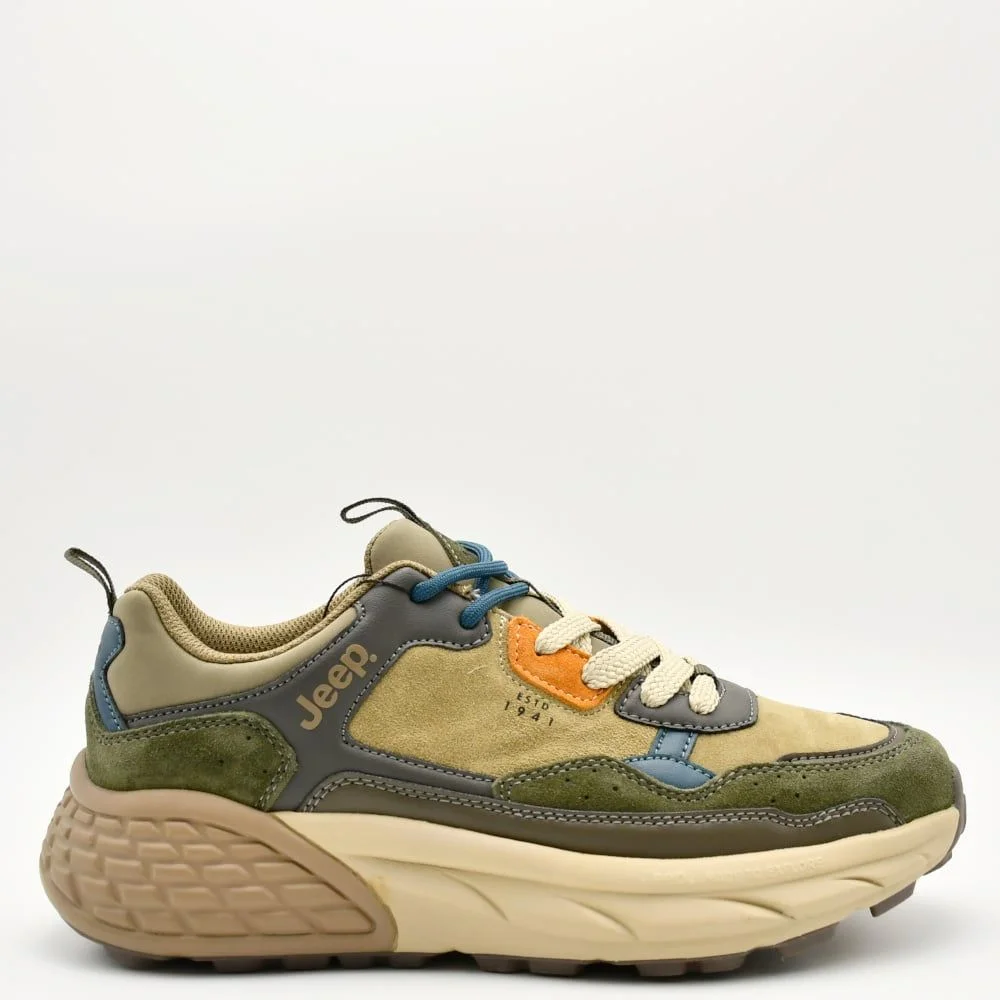 Φωτογραφία προϊόντος: Sneakers Ανδρικά Jeep JM42210A-036 Groove σε δέρμα σουετ μπεζ με λαδί