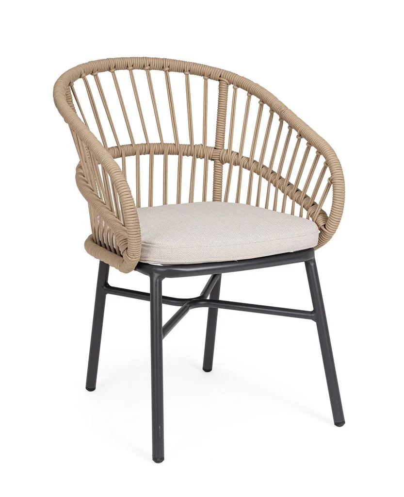 Φωτογραφία προϊόντος: Πολυθρόνα Alu-Rope "Odivelas" Beige 56x61x81/45/63cm (Bizzotto) (BZ-0665517)
