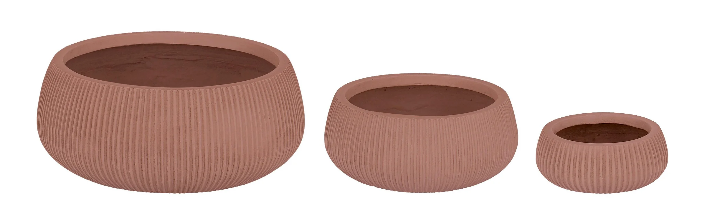 Φωτογραφία προϊόντος: Set Κασπό 3pcs "Ribbed" Terracotta Φ22x9cm Φ32x13cm Φ43x18cm (Bizzotto) (BZ-0790661)