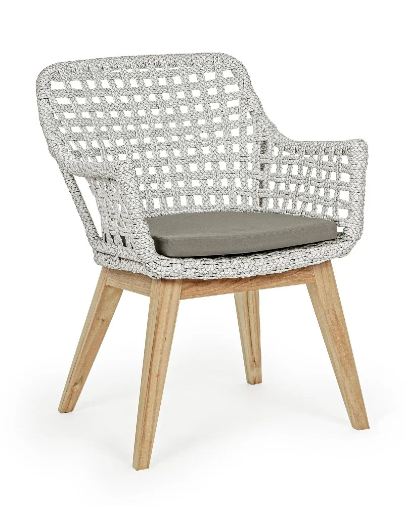 Φωτογραφία προϊόντος: Πολυθρόνα Viro Synthetic Leather Weaving Madison White (Bizzotto) (BZ-0804700)