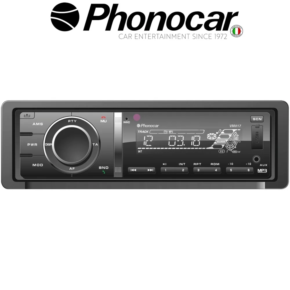 Φωτογραφία προϊόντος: Phonocar 1DIN RadioCD/USB/SD, Bluetooth (και μουσικη απο το κινητο =A2DP) ενσωματωμένο . Eνσωματωμένο εξωτερικό μικρόφωνο