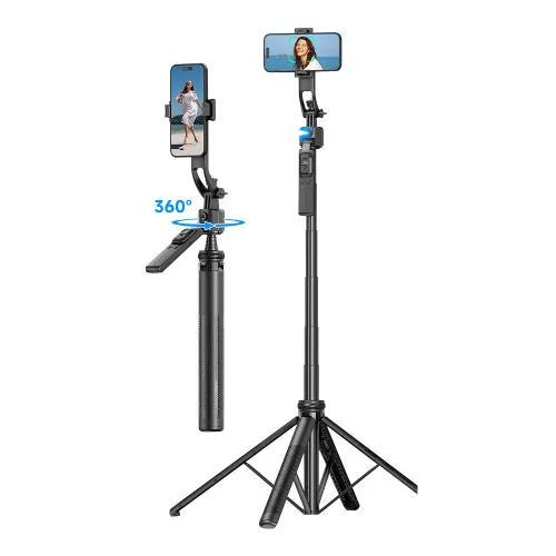 Φωτογραφία προϊόντος: Ασύρματο Selfie Stick & Τρίποδο Devia ES086 C17 με AI Face Tracking για Smartphones Πλάτους 65 έως 95mm Μαύρο N67013