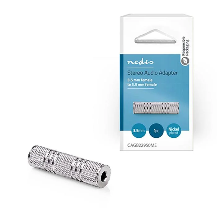 Φωτογραφία προϊόντος: NEDIS Μούφα stereo 3,5 mm θηλ. - 3,5 mm θηλ., σε ασημί χρώμα.