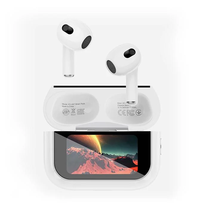 Φωτογραφία προϊόντος: XO Bluetooth ακουστικά handsfree με θήκη φόρτισης και οθόνη, σε λευκό χρώμα