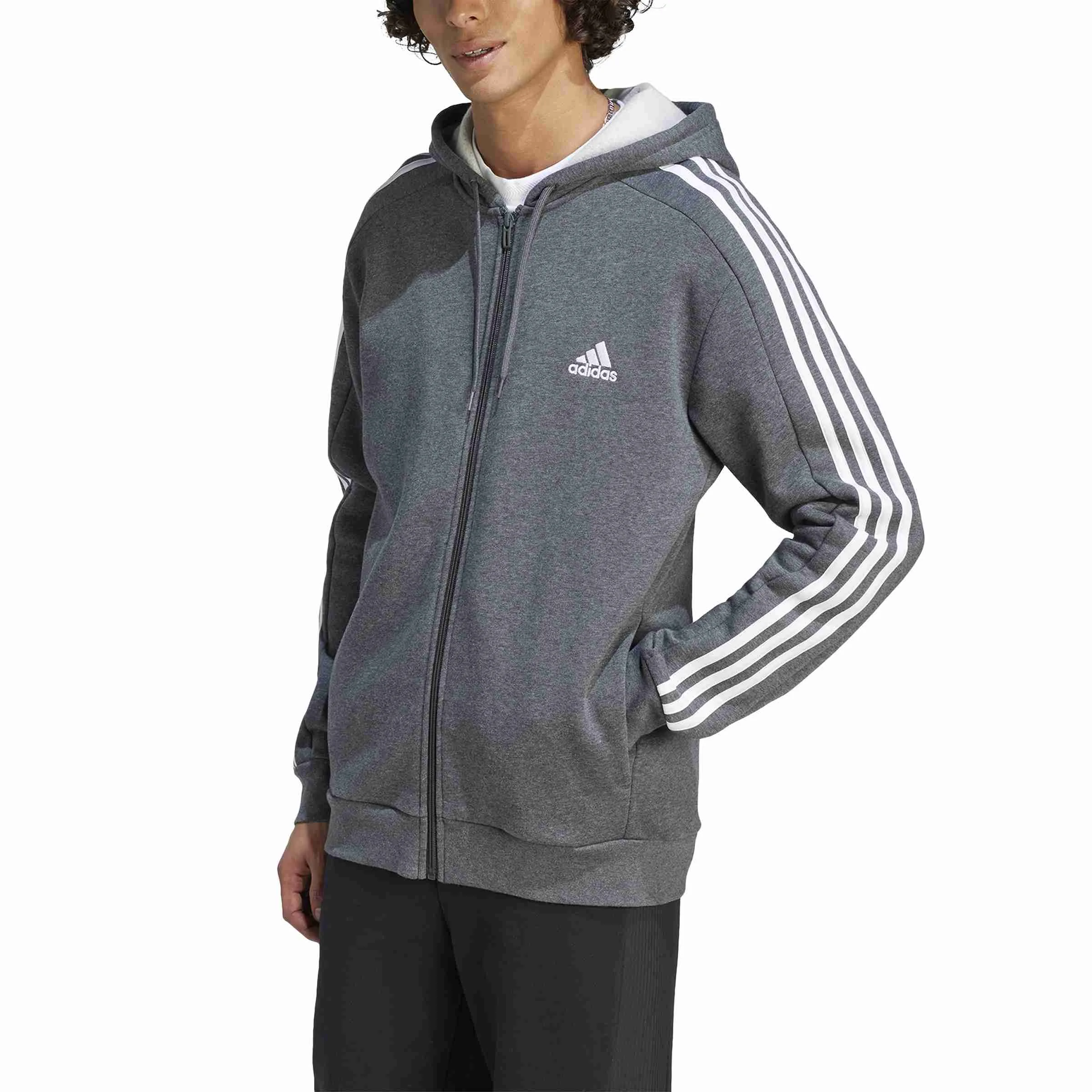 Φωτογραφία προϊόντος: Adidas Essentials Fleece 3-Stripes Full-Zip Hoodie IJ6480 Γκρι