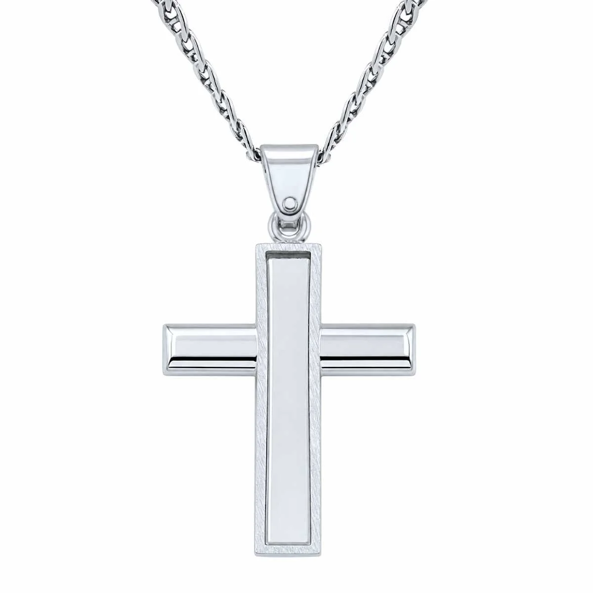 Φωτογραφία προϊόντος: Ανδρικός Σταυρός με Αλυσίδα Σε Ασήμι 925 με Επιπλατίνωμα / VTJ / ST-VER72214L