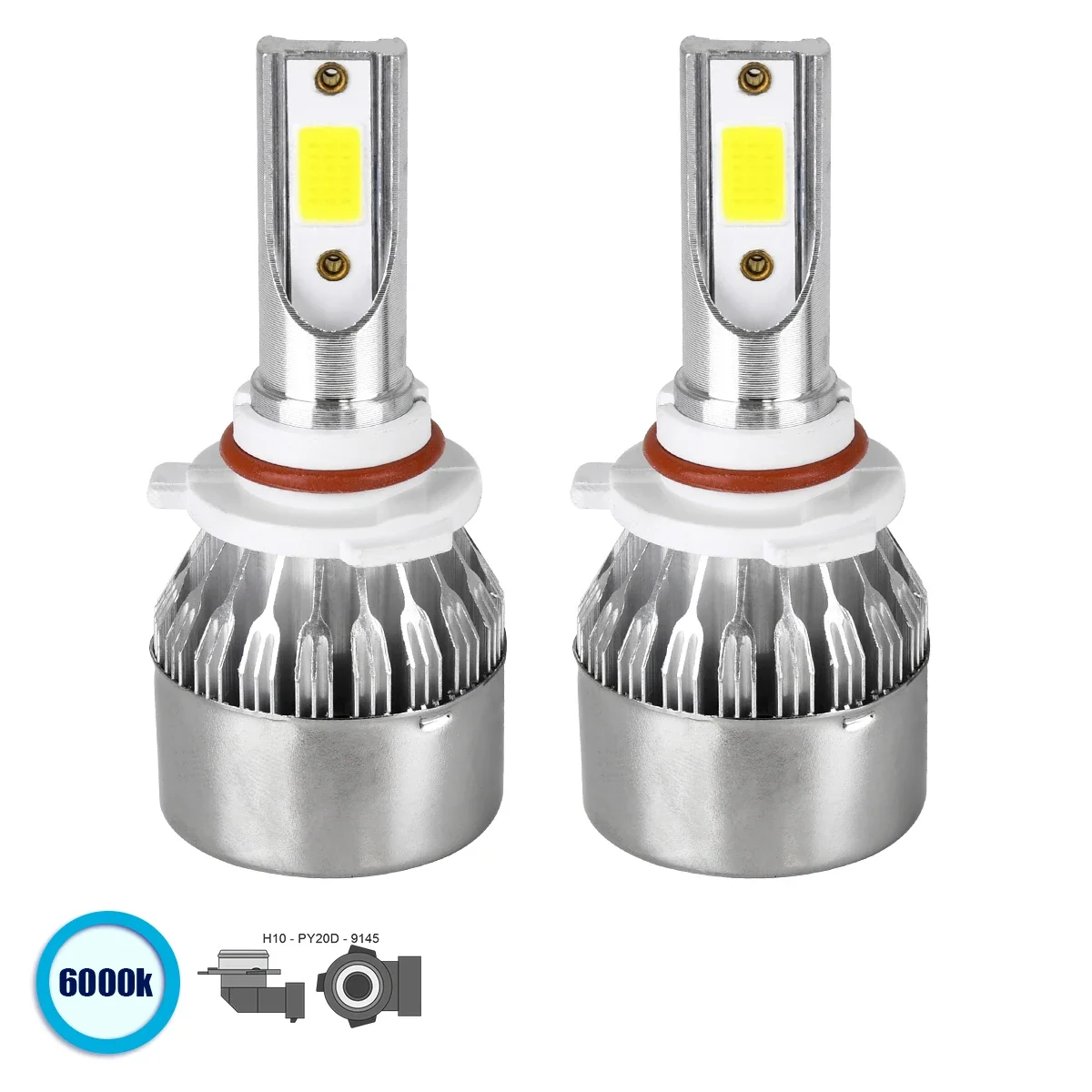 Φωτογραφία προϊόντος: GloboStar® 82006 H10 C6 Line KIT Βασικού Φωτισμού Αυτοκινήτου & Φορτηγού 1st Gen CanBus Series LED CREE CXB COB 72W 7600lm DC 8-48V Αδιάβροχο IP65 6000K