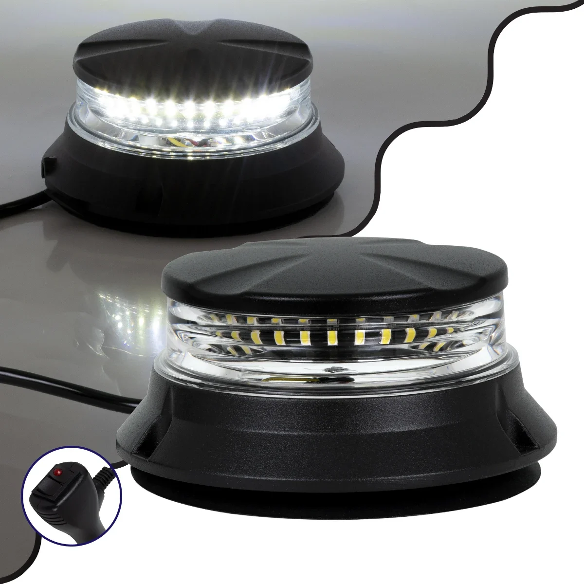 Φωτογραφία προϊόντος: GloboStar® 85172 PRO Series φάρος σήμανσης οχήματος ασθενοφόρου για αυτοκίνητα & φορτηγά 6 προγραμμάτων φωτισμού STROBE LED SMD 3030 48W DC 10-30V αδιάβροχος IP66 ψυχρό λευκό 6