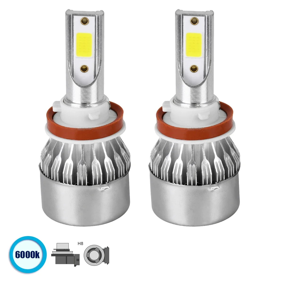 Φωτογραφία προϊόντος: GloboStar® 82004 H8 C6 Line KIT Βασικού Φωτισμού Αυτοκινήτου & Φορτηγού 1st Gen Can-Bus Series LED CREE CXB COB 72W 7600lm DC 8-48V Αδιάβροχο IP65 6000K