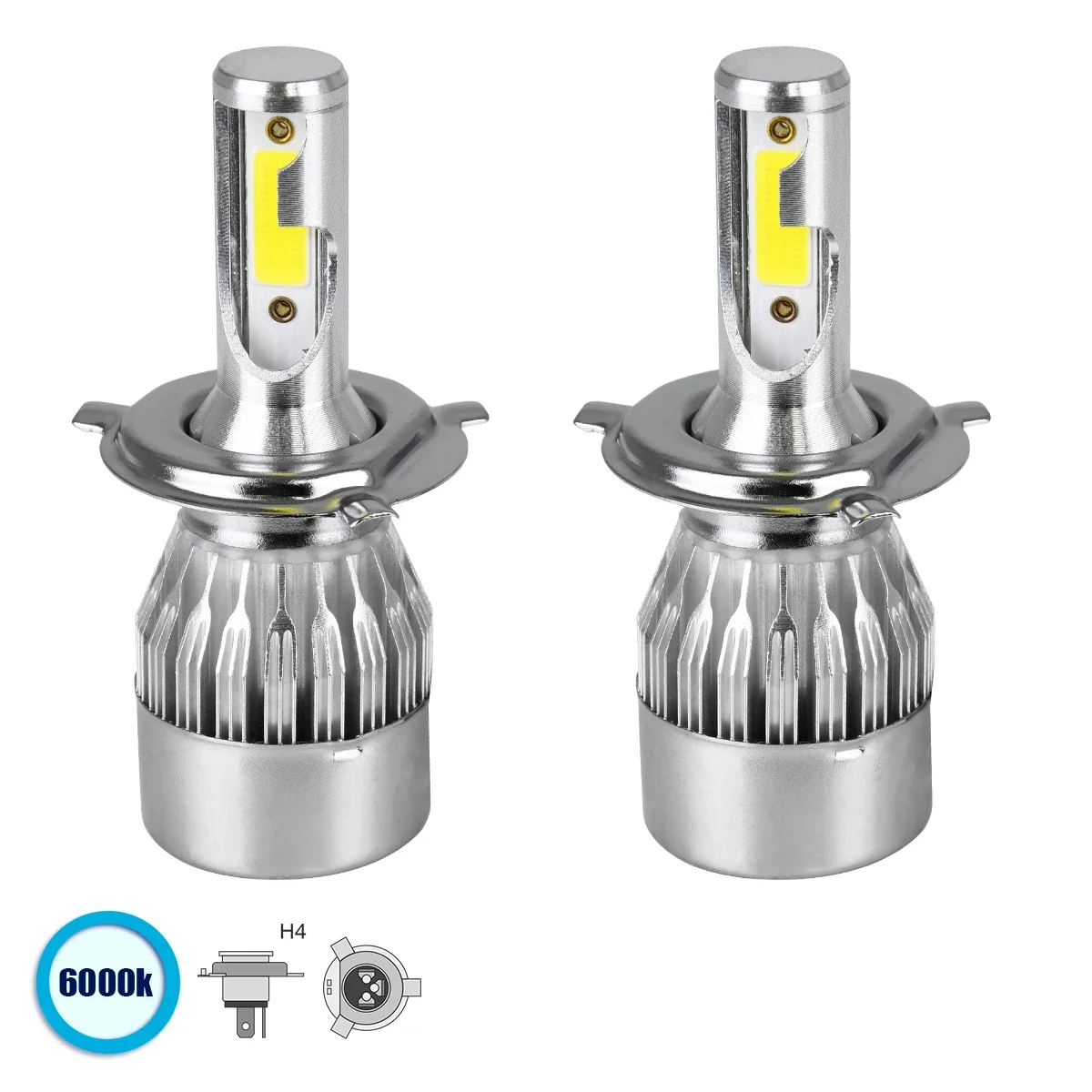 Φωτογραφία προϊόντος: GloboStar® GloboStar H4 C6 Line KIT Βασικού Φωτισμού Αυτοκινήτου & Φορτηγού 1st Gen Can-Bus LED CREE CXB COB 72W 7600lm DC 8-48V Αδιάβροχο IP65 Ψυχρό Λευκό 6000K