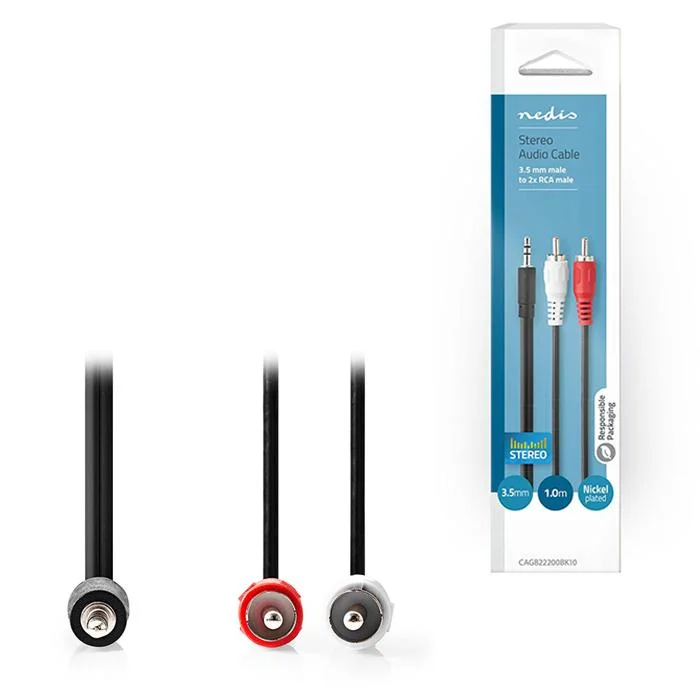 Φωτογραφία προϊόντος: NEDIS Καλώδιο ήχου 3.5mm Stereo αρσ. - 2x RCA αρσ., 1.00m.