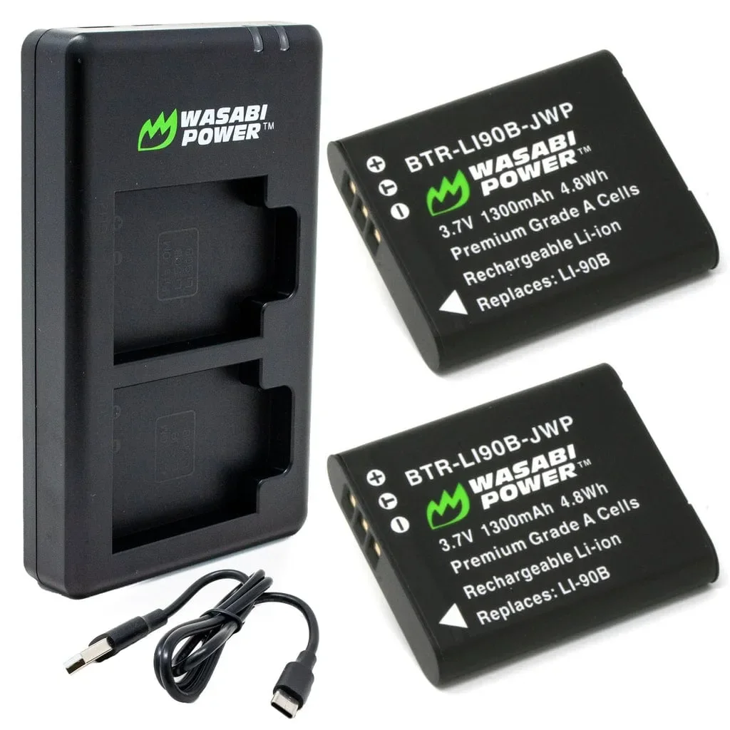 Φωτογραφία προϊόντος: GR Wasabi Power Battery 2-Pack (1300mAh) and Dual Charger for Olympus LI-90B/92B and Ricoh DB-110 έως 12 άτοκες δόσεις ή 24 δόσεις