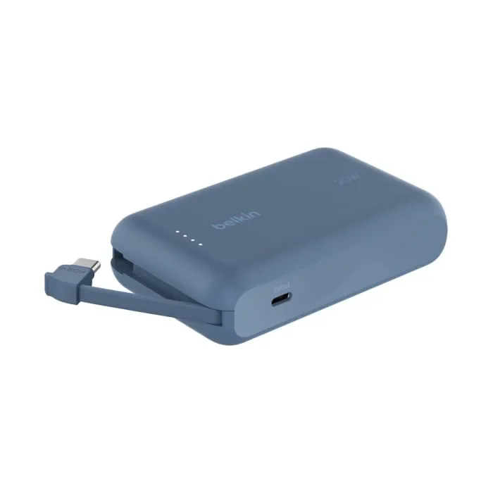 Φωτογραφία προϊόντος: Belkin BoostCharge 10,000 mAh Power Bank with Integrated USB-C Cable Blue έως 12 άτοκες δόσεις ή 24 δόσεις