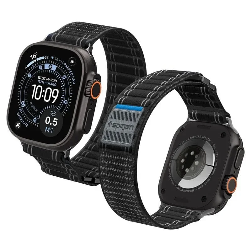 Φωτογραφία προϊόντος: GR Spigen Fabric Band (Hook N Loop) Black For Apple Watch 49/46/45/44mm έως 12 άτοκες δόσεις ή 24 δόσεις