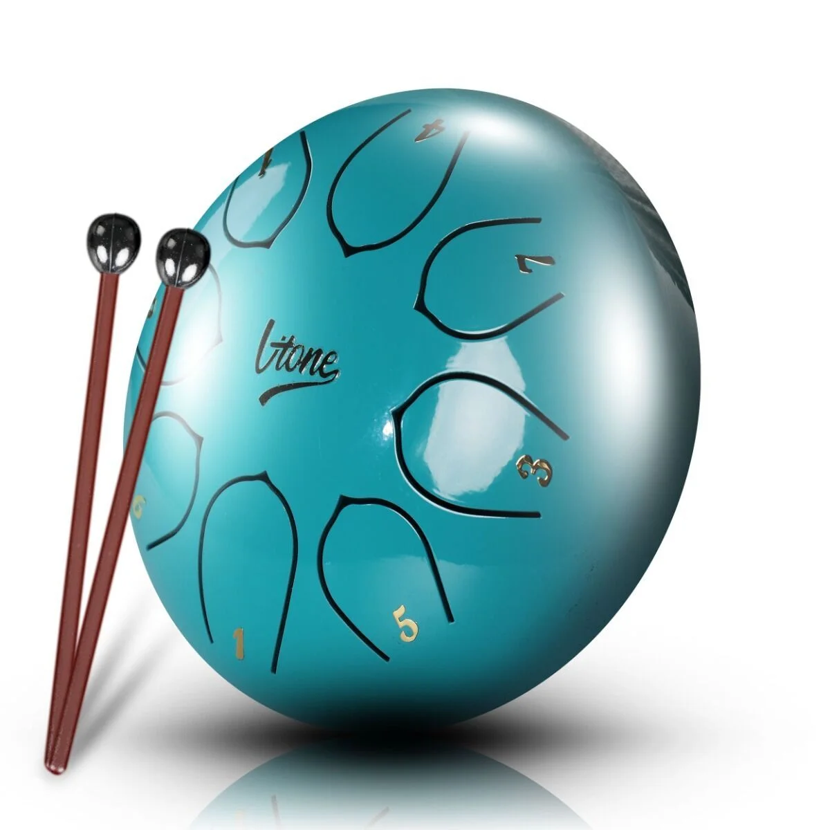 Φωτογραφία προϊόντος: V-TONE VBJ 6-8 C Steel Tongue Drum Tank Drum Hank Drum Cyan 6 Inch 8 Tone Drumsticks Case 4 Finger Cots Stick Rest Stickers Tune List Set