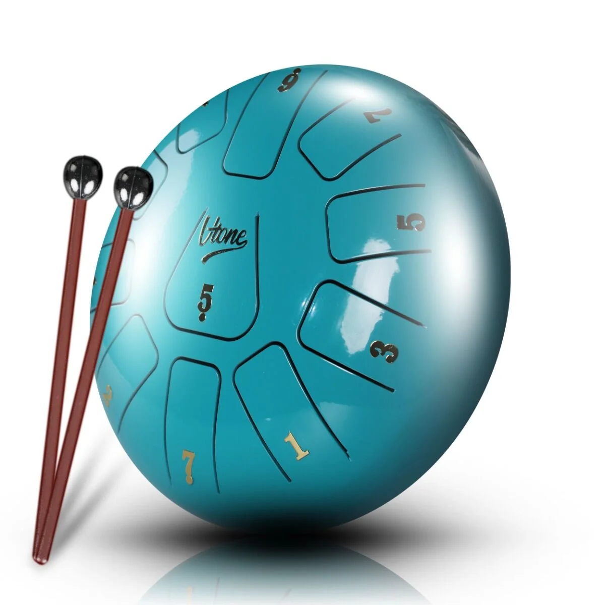 Φωτογραφία προϊόντος: V-TONE VBJ 8-11 C Steel Tongue Drum Tank Drum Hank Drum Cyan 8 Inch 11 Tones Drumsticks Case with Strap 4 Finger Cots Stick Rest Stickers Tune List Cloth Kit