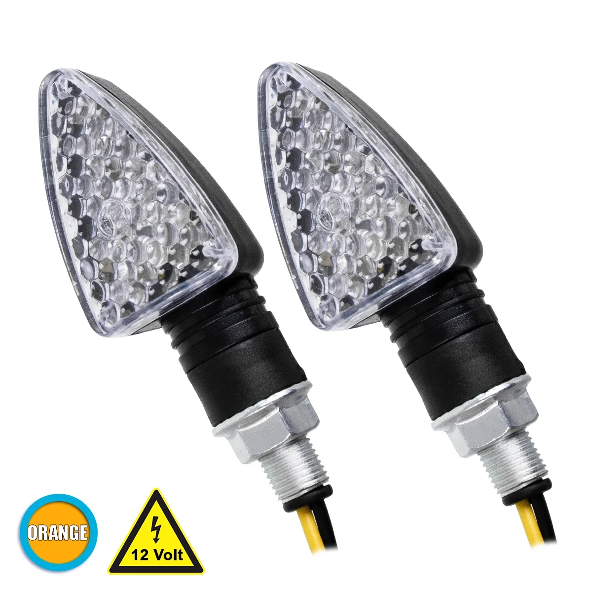 Φωτογραφία προϊόντος: GloboStar® 81751 ΣΕΤ 2 x Φλάς Μοτοσυκλέτας Universal Triangle LED Diode 5W DC 12V Πορτοκαλί Αδιάβροχα IP65