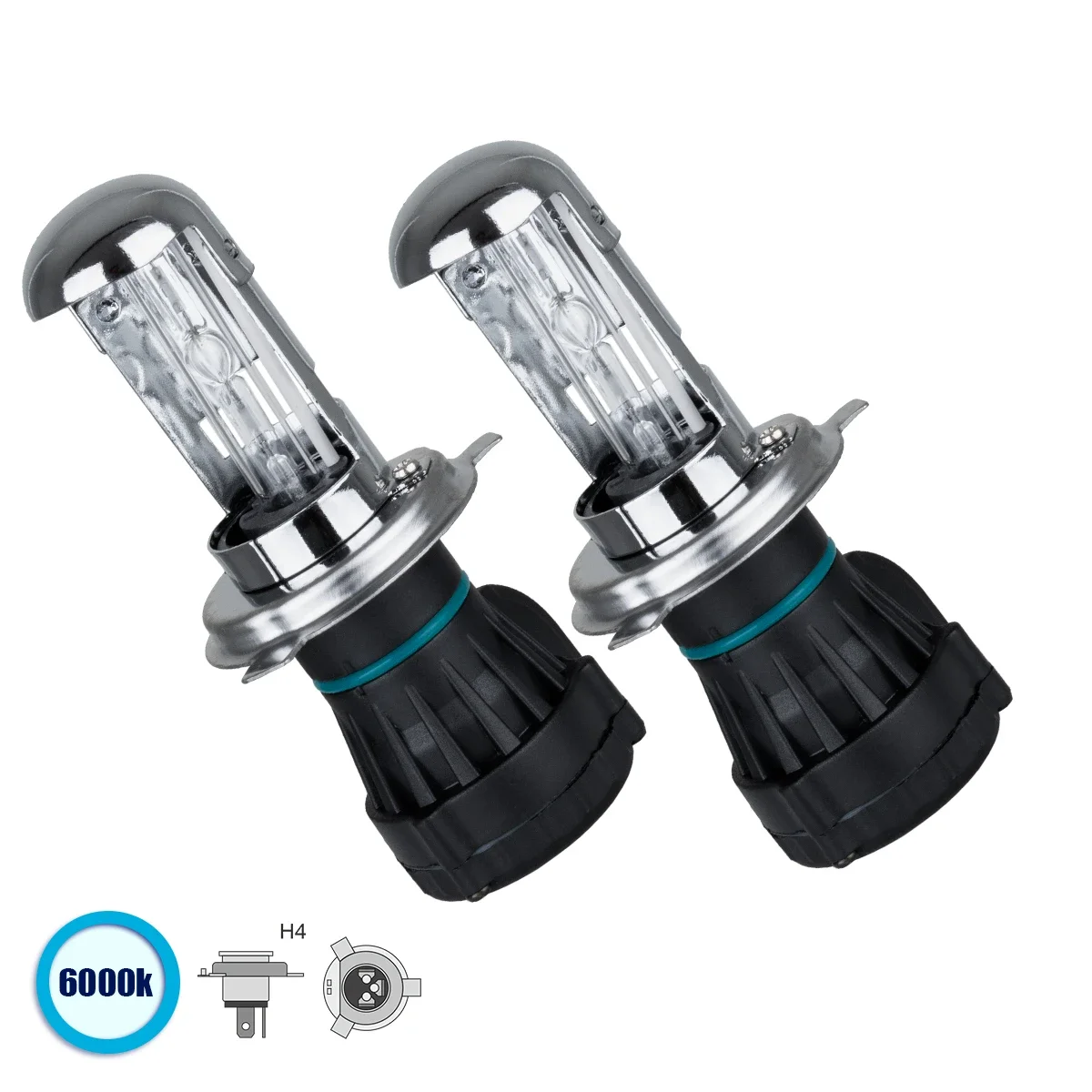 Φωτογραφία προϊόντος: GloboStar® 84002 H4 ΣΕΤ 2 x Λάμπες Βασικού Φωτισμού Αυτοκινήτου & Μοτοσυκλέτας Xenon HID 70W 6400lm IP20 Ψυχρό Λευκό 6000K