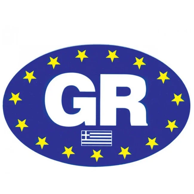 Φωτογραφία προϊόντος: AUTO GS Αυτοκόλλητο GR - Ελληνική σημαία με Αστέρια οβάλ 10,5x7cm 1τμχ