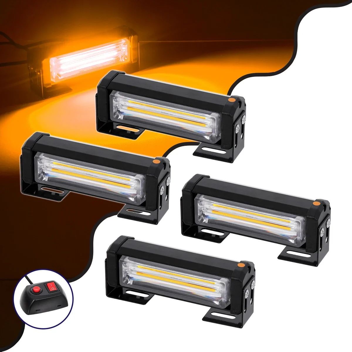 Φωτογραφία προϊόντος: GloboStar® 85033 PRO Series ΣΕΤ 4 x Μπάρες Σήμανσης Οχήματος Οδικής Βοήθείας 13 Προγραμμάτων Φωτισμού LED CREE CXB COB 36W DC 10-30V Αδιάβροχο IP65 Πορτοκαλί