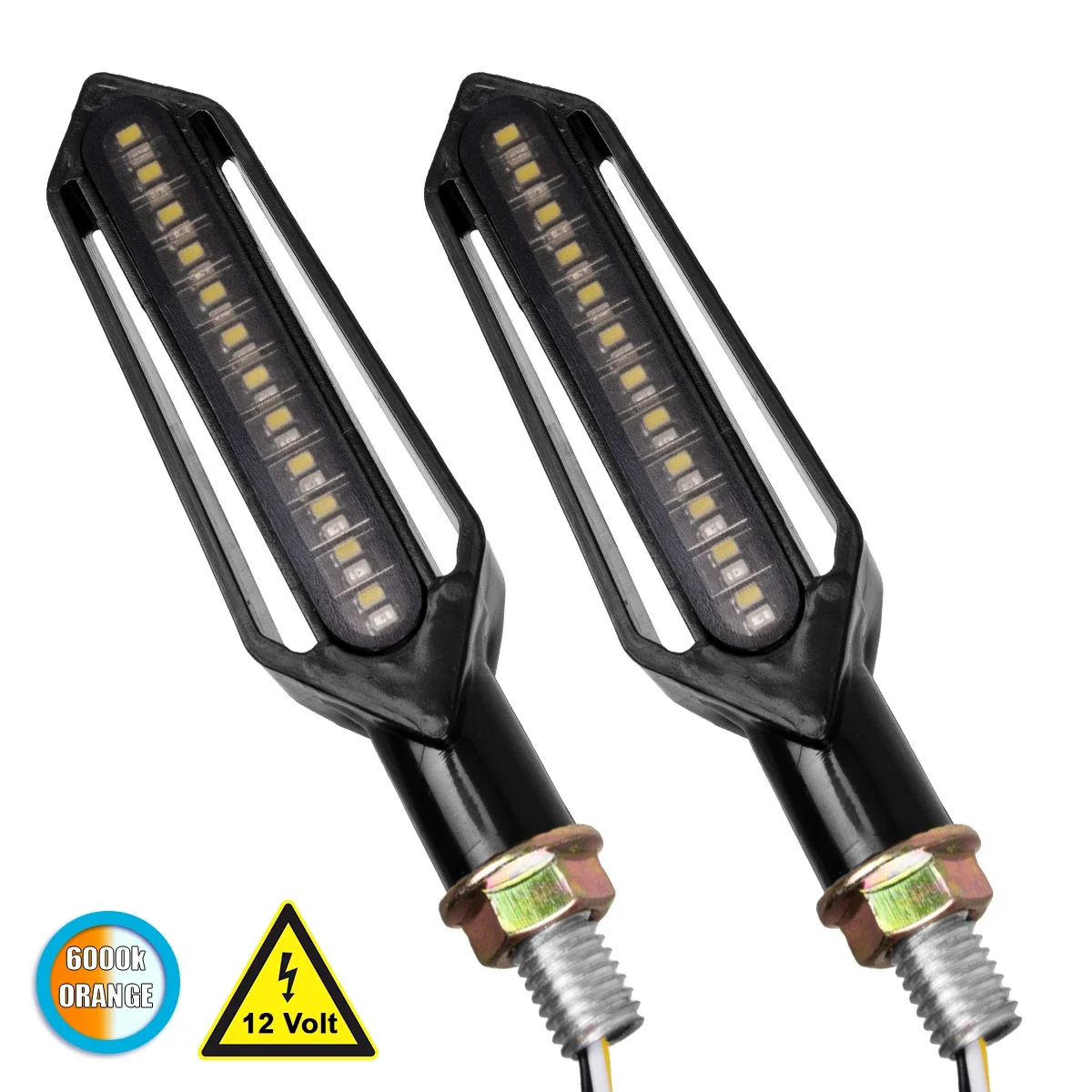 Φωτογραφία προϊόντος: GloboStar® 81757 ΣΕΤ 2 x Φλάς Μοτοσυκλέτας LED SMD 5050 5W DC 12V 2 Λειτουργιών Λευκό 6000K & με Τρεχούμενο Εφέ Φωτισμού Πορτοκαλί Αδιάβροχα IP65