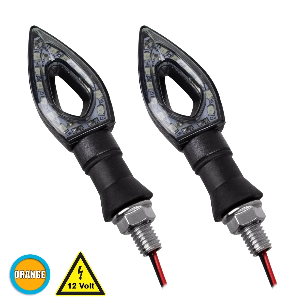 Φωτογραφία προϊόντος: GloboStar® 81752 ΣΕΤ 2 x Φλάς Μοτοσυκλέτας Universal Arrow LED SMD 5050 5W DC 12V Πορτοκαλί Αδιάβροχα IP65