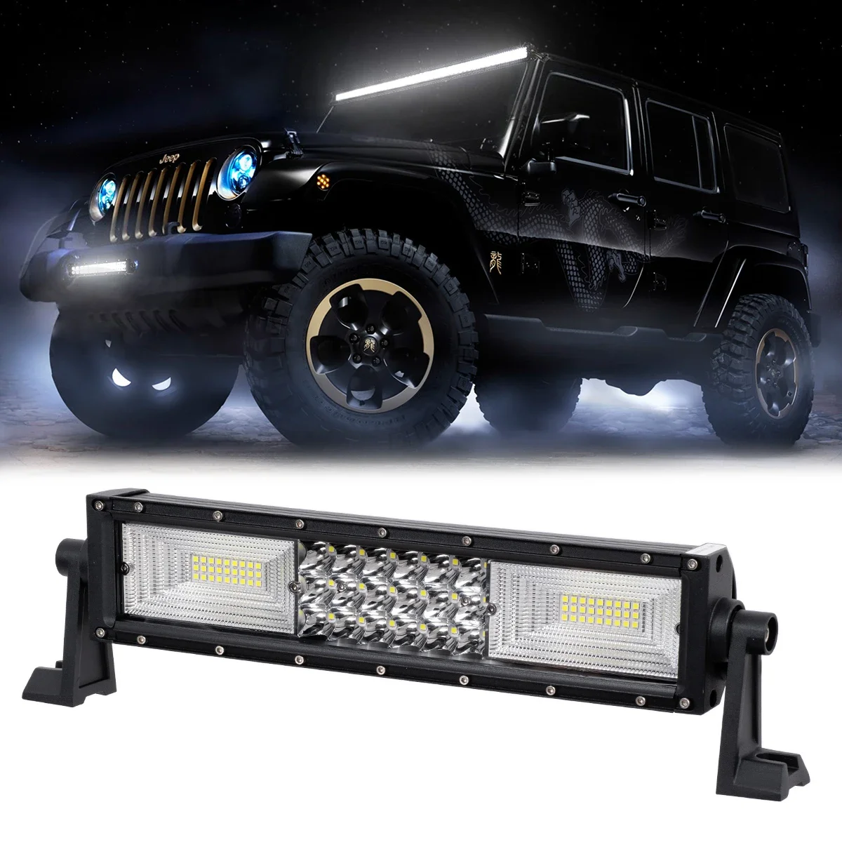 Φωτογραφία προϊόντος: GloboStar® 85481 PRO Series Μπάρα Ίσια - Straight TRI-ROW 7D για Αυτοκίνητα & Φορτηγά LED CREE XBD 162W 16200lm 15° & 60° DC 10-30V Αδιάβροχη IP65 Ψυχρό Λευκό 6000K