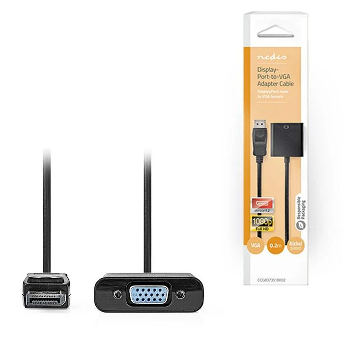Φωτογραφία προϊόντος: NEDIS Καλώδιο εικόνας DisplayPort αρσ. - VGA θηλ., 0.20m.