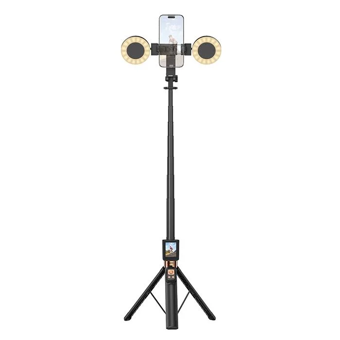 Φωτογραφία προϊόντος: XO Bluetooth selfie stick με τηλεχειριστήριο και αποσπώμενα ring lights