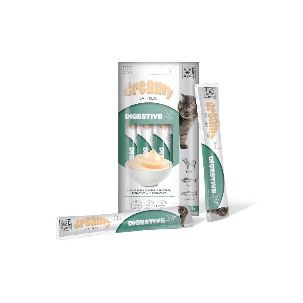 Φωτογραφία προϊόντος: M-Pets Creamy Cat Treat Digestive 4x15g - Λιχουδιά για Υγιή Πέψη