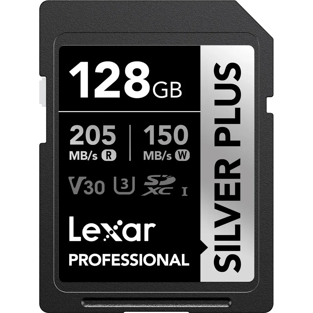 Φωτογραφία προϊόντος: GR Lexar Professional 128GB Silver Plus SDXC UHS-I 205Mb/150Mb έως 12 άτοκες δόσεις ή 24 δόσεις