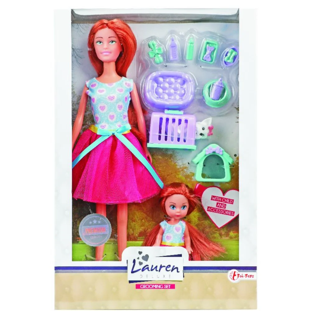 Φωτογραφία προϊόντος: FTOI-TOYS LAUREN ΚΟΥΚΛΑ ΜΕ ΠΑΙΔΑΚΙ, ΣΚΥΛΑΚΙ +amp; ΑΞΕΣΟΥΑΡ