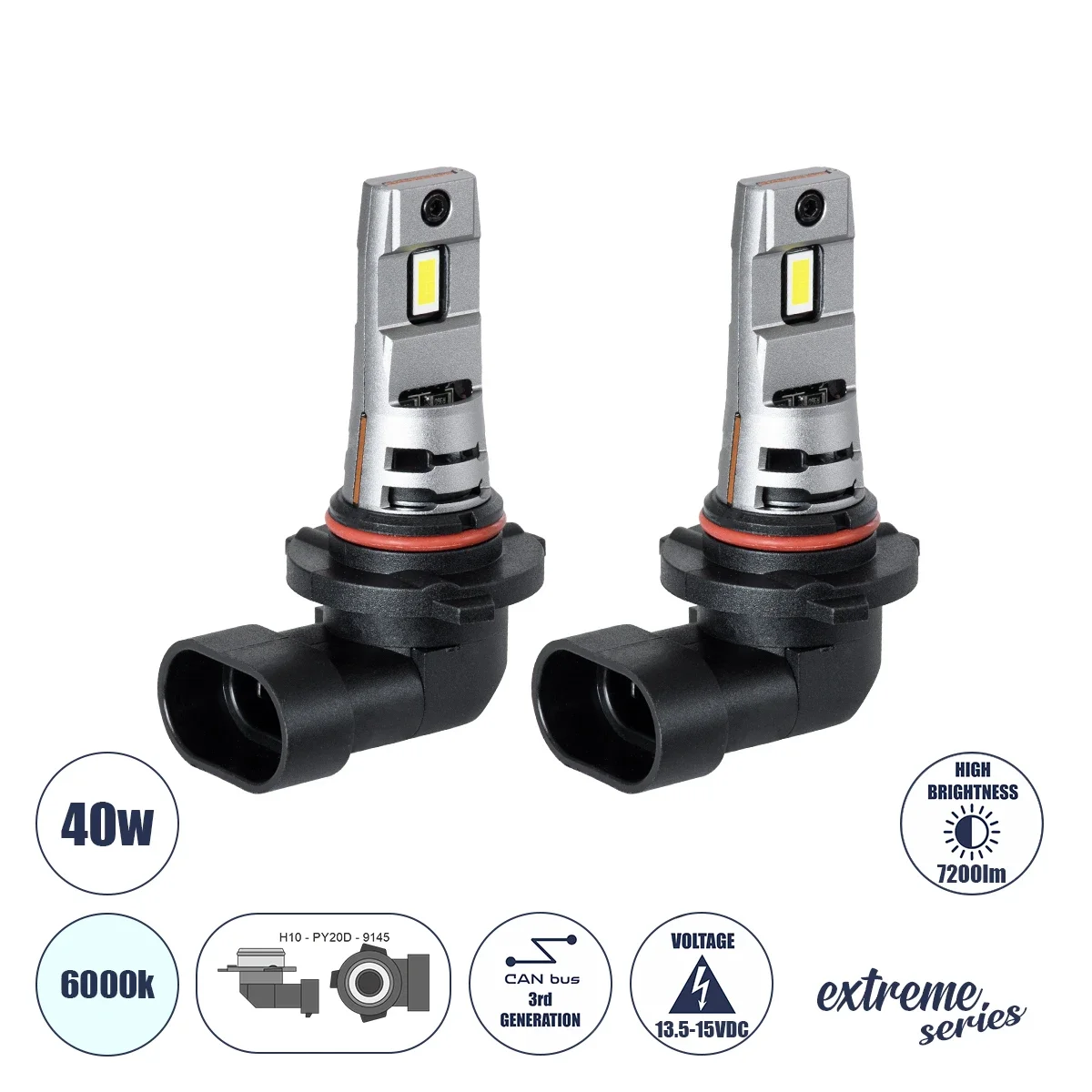 Φωτογραφία προϊόντος: GloboStar® 85652 7S H10 KIT Βασικού Φωτισμού Αυτοκινήτου & Μοτοσυκλέτας 3rd Generation Can-Bus Extreme Series LED 40W 7200lm DC 13.5-15V Αδιάβροχο IP68 Ψυχρό Λευκό 6000K