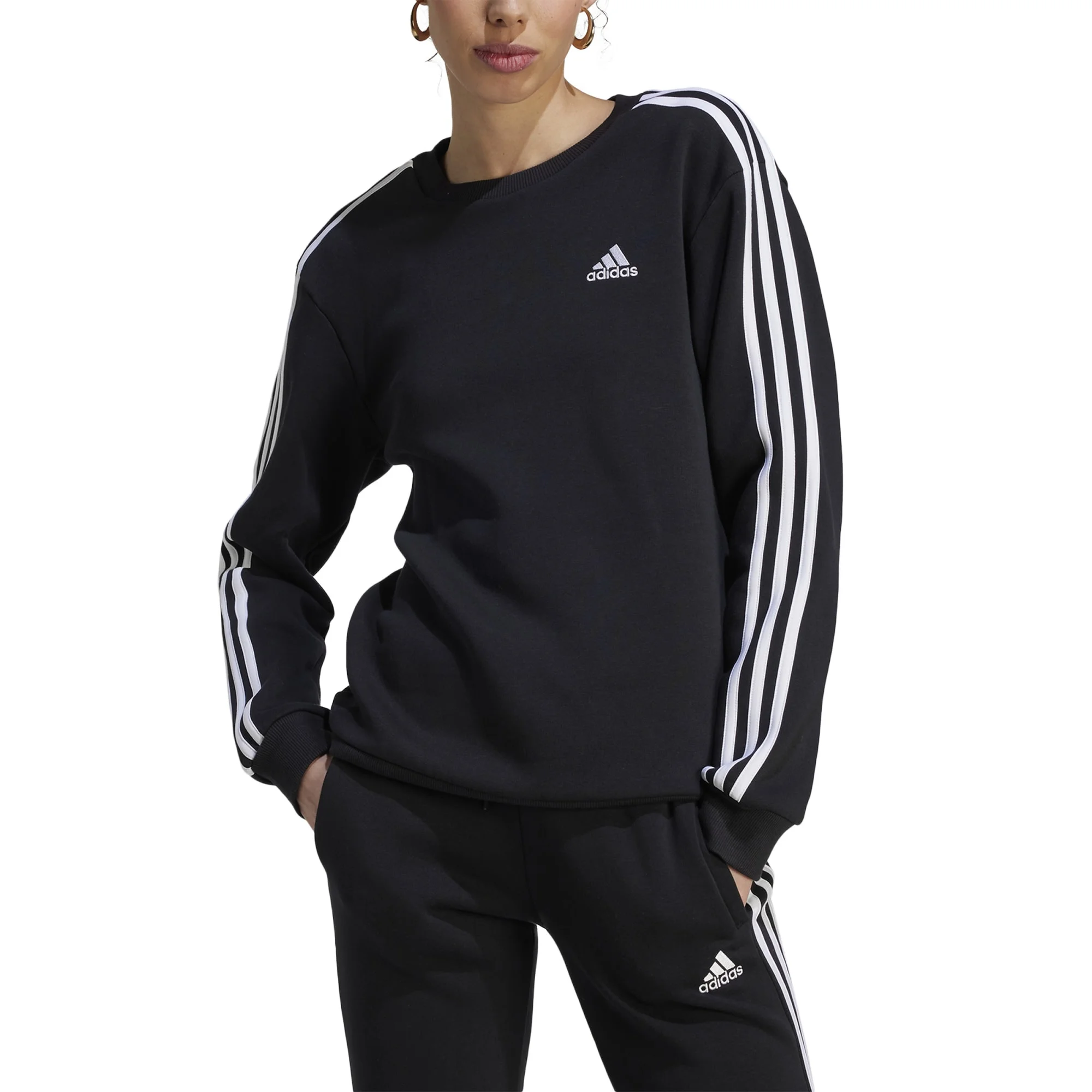 Φωτογραφία προϊόντος: Adidas Essentials 3-Stripes Fleece Sweatshirt HZ5744 Μαύρη