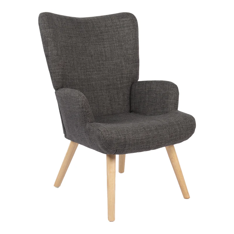 Φωτογραφία προϊόντος: Pako World Πολυθρόνα-μπερζέρα Gerlina pakoworld ανθρακί ύφασμα με πόδι σε φυσική απόχρωση 71x64x94εκ